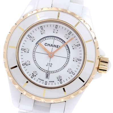シャネル J12 11Pダイヤ PGベゼル H2181 レディース 【中古】