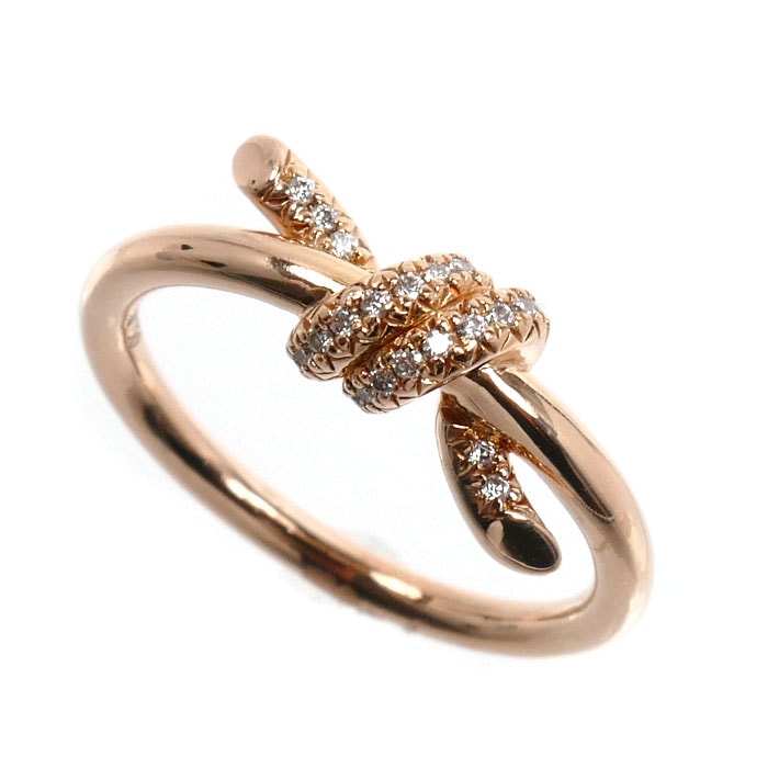 TIFFANY&Co. ティファニー K18PG ピンクゴールド ノット ダイヤ リング・指輪 69526462 ダイヤモンド 8号 3.2g レディース【中古】【美品】