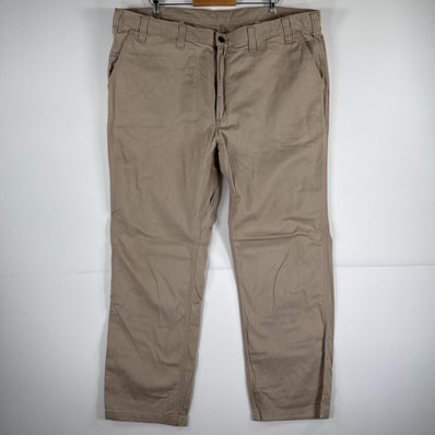 古着 カーハート Carhartt ワークパンツ 作業着 チノパン ワンポイント ロゴ ストレート 大きいサイズ w44 L31 ベージュ メンズ