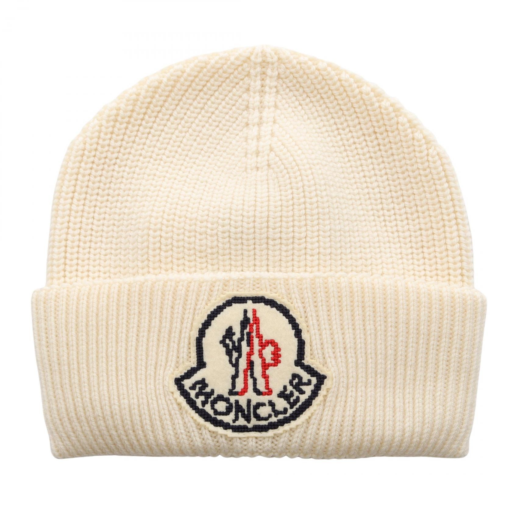 モンクレール MONCLER ロゴワッペン ニットキャップ ニットキャップ 帽子 ウール レディース アイボリー系 J20913B00019034 【新品】