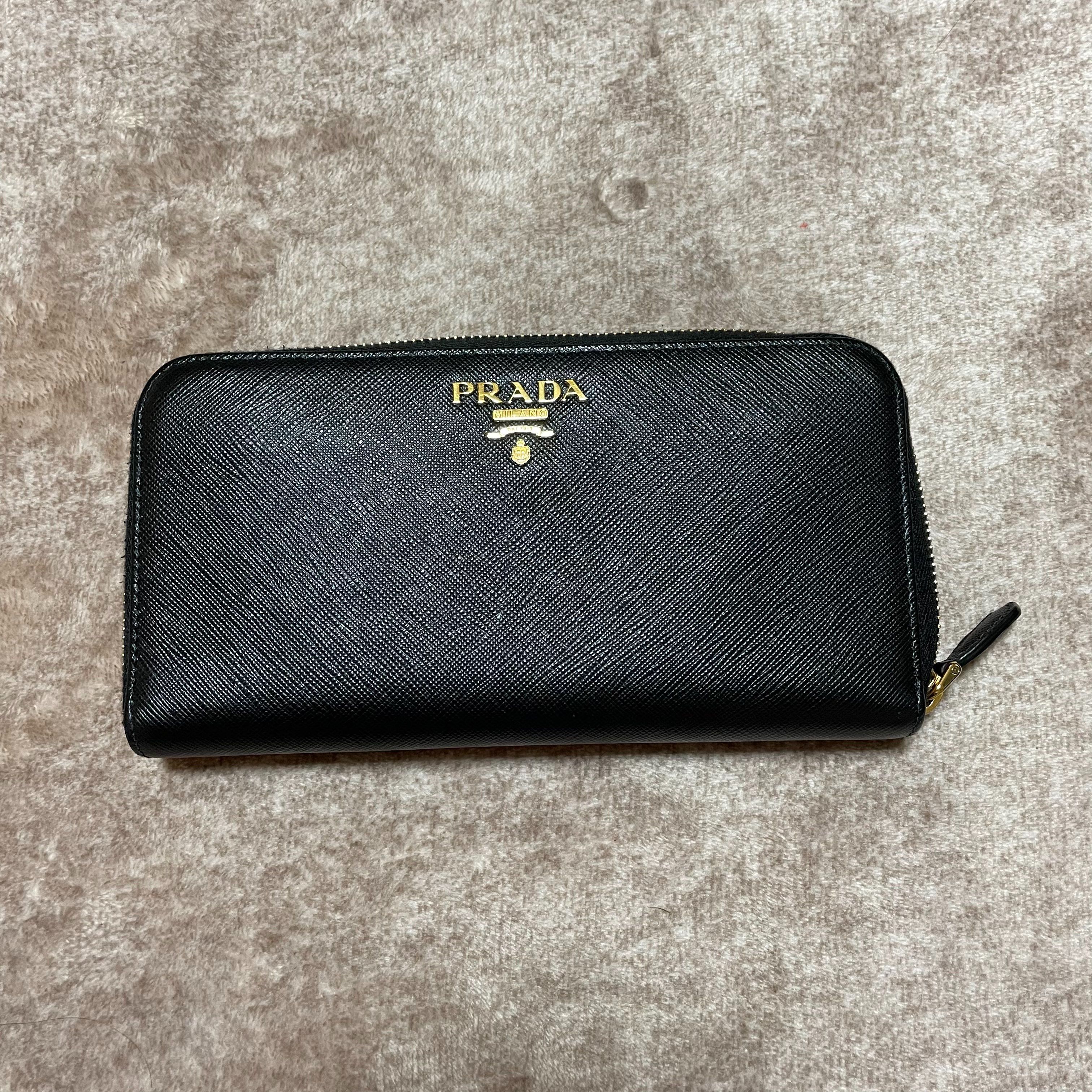 PRADA Saffiano Leather Round Long Wallet "Black"
