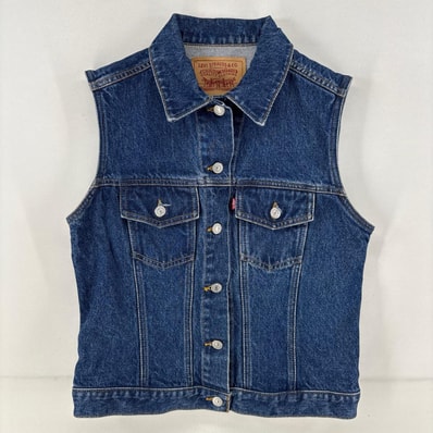 古着 リーバイス Levi's デニム ベスト 胸ポケット カナダ製 M ブルー レディース