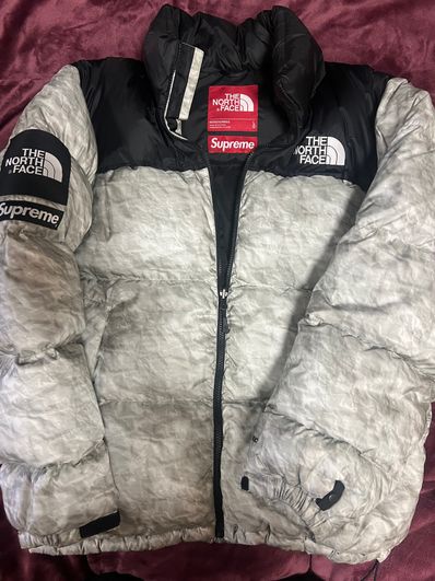 Supreme x The North Face Nuptse Jacket "White Paper Print"