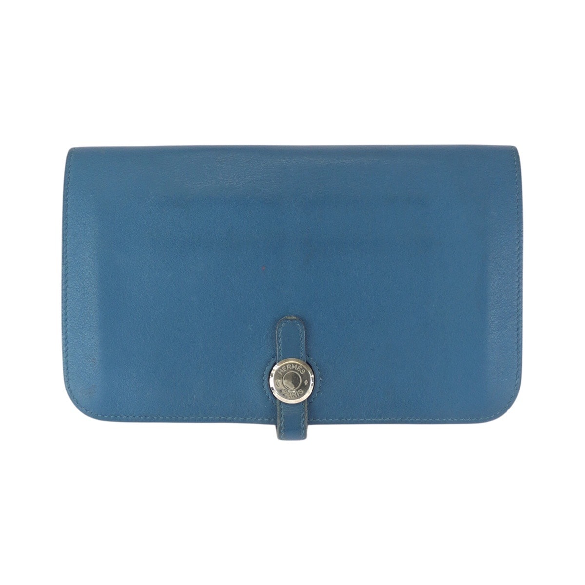 HERMES エルメス ドゴン GM ブルージーン ブルー シルバー金具 トゴ 長財布 ロングウォレット T刻印 601794 【中古】