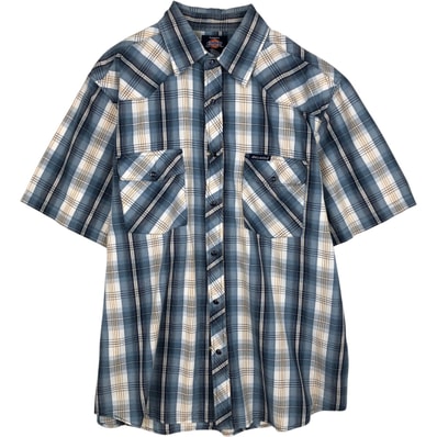 古着 ディッキーズ Dickies チェック柄 半袖 ワークシャツ メンズXL相当/eaa632734