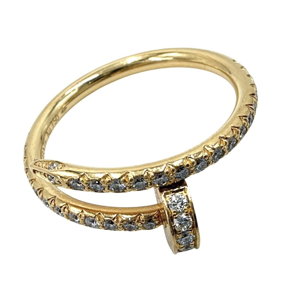 CARTIER カルティエ 指輪 ジュストアンクル リング アクセサリー ジュエリー セミパヴェ 18金YG Au750 釘 48サイズ K18イエローゴールド    ダイヤモンド 約8号 レディース 約2.8g【中古品】