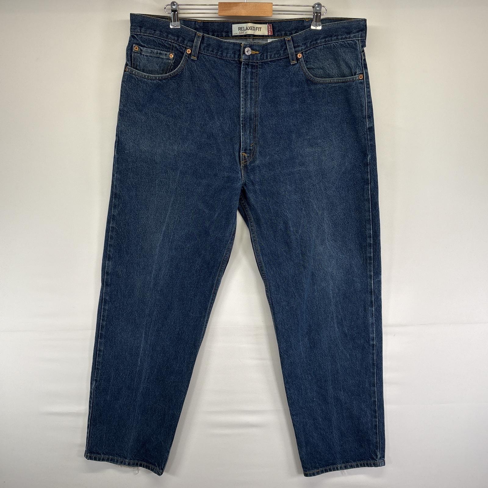 古着 リーバイス Levi's デニムパンツ 550 テーパード 5ポケット ジーンズ ジーパン 色落ち ヒゲ 長ズボン w42 L32  ブルー メンズ
