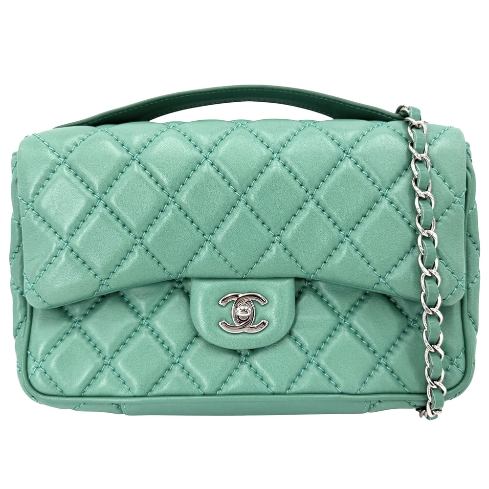 CHANEL シャネル 2WAY ハンドバッグ マトラッセ ショルダーバッグ ココマーク 肩掛け 斜め掛け レザー    グリーン 緑 シルバー金具 レディース【中古品】