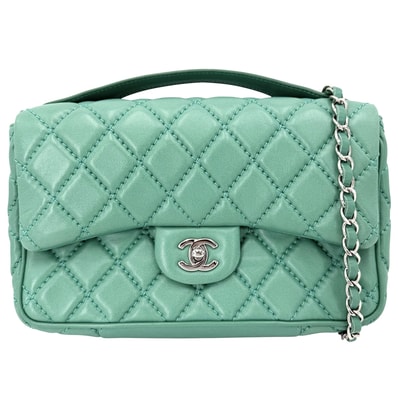 CHANEL シャネル 2WAY ハンドバッグ マトラッセ ショルダーバッグ ココマーク 肩掛け 斜め掛け レザー グリーン 緑 シルバー金具 レディース【中古品】