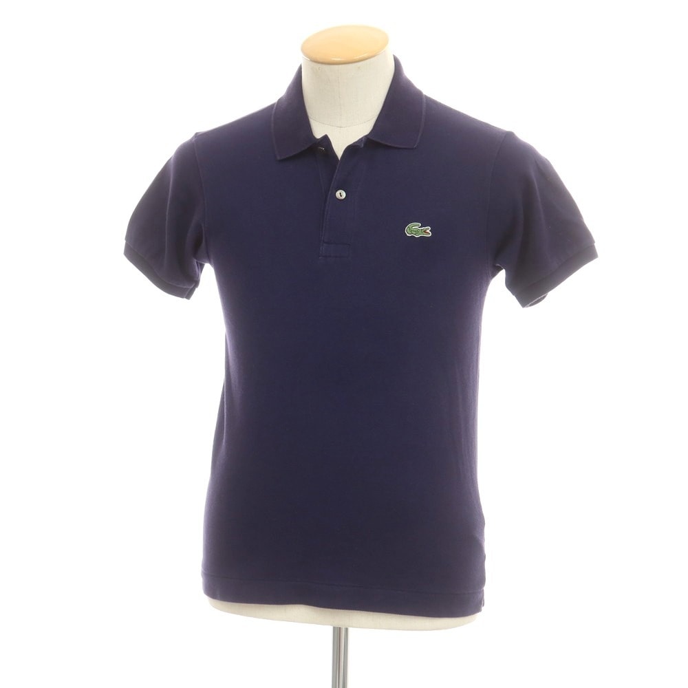 【中古】ラコステ LACOSTE コットン 鹿の子 半袖ポロシャツ パープルネイビー【サイズ1】【メンズ】