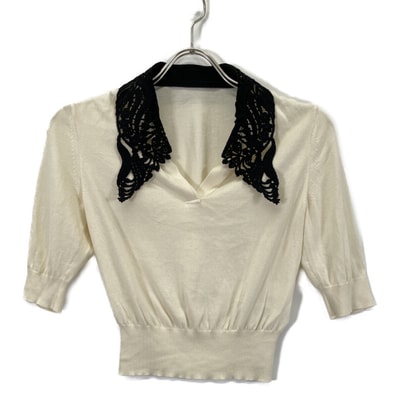 マメクロゴウチ 25AW アイボリー Embroidery Collar Knitted Top 2