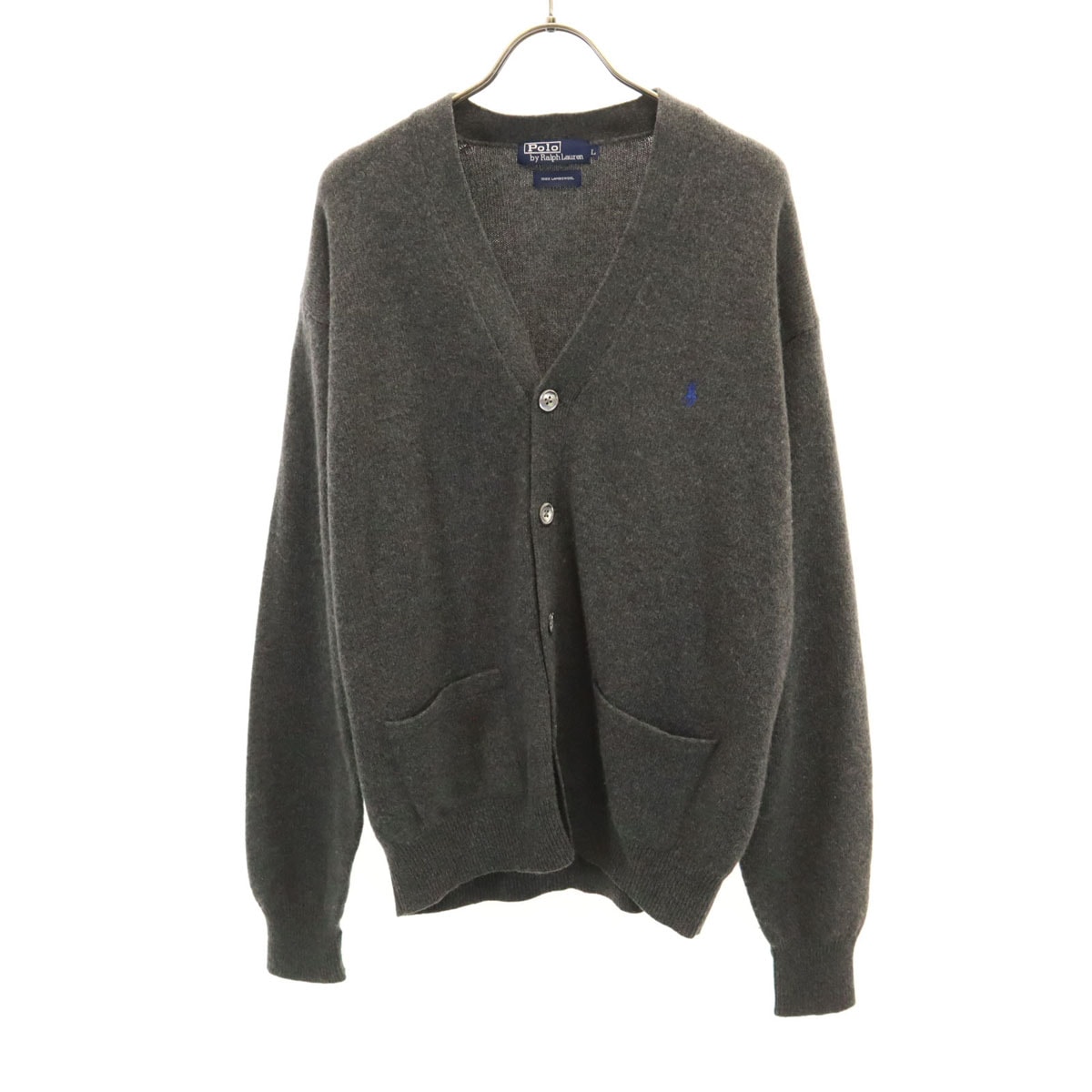 Polo by Ralph Lauren ポロバイラルフローレン ウール 長袖 ニットカーディガン L グレー系