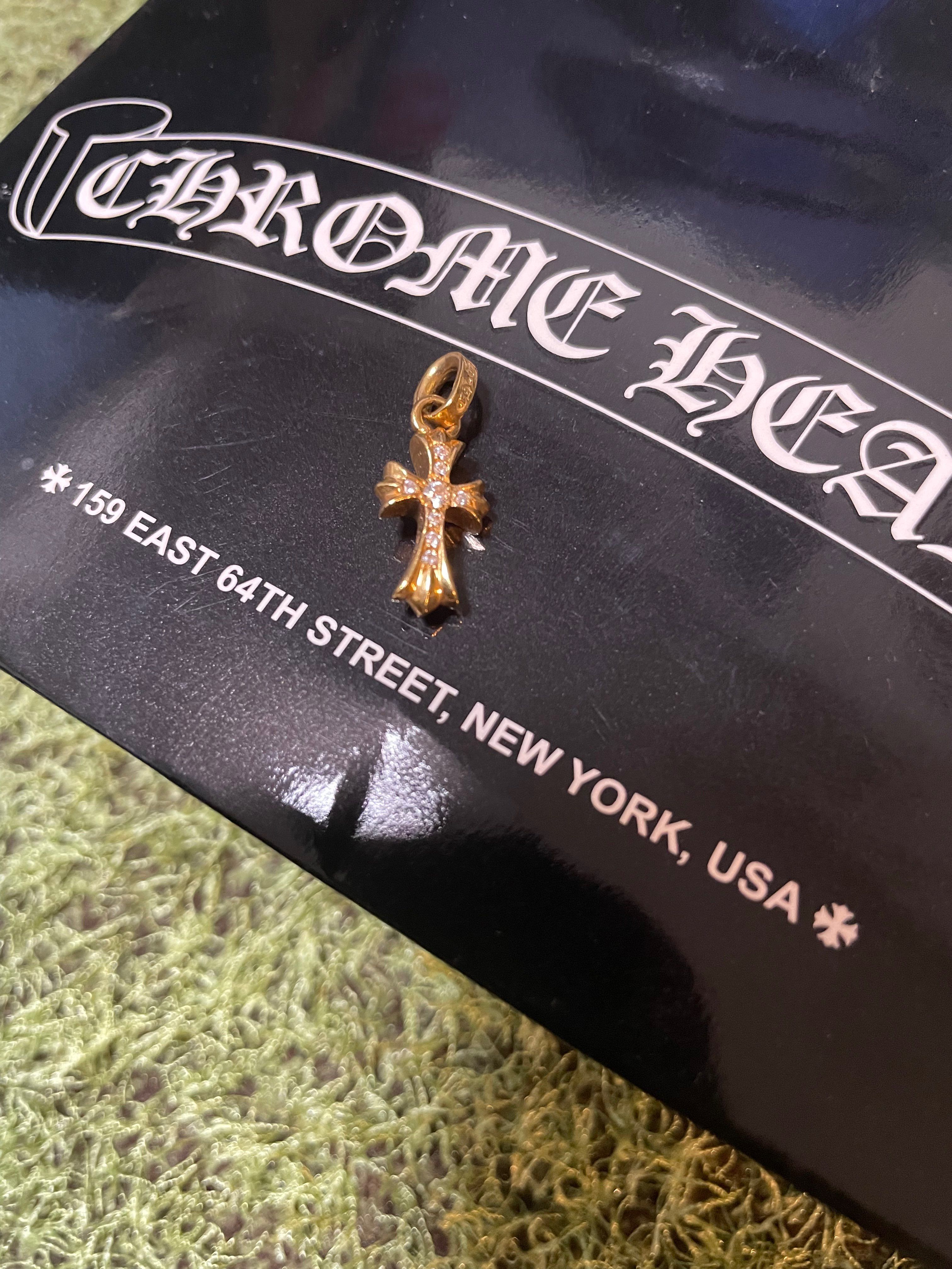 Chrome Hearts 22K CH Cross Baby Fat Charm with Pave Diamond "Yellow Gold"