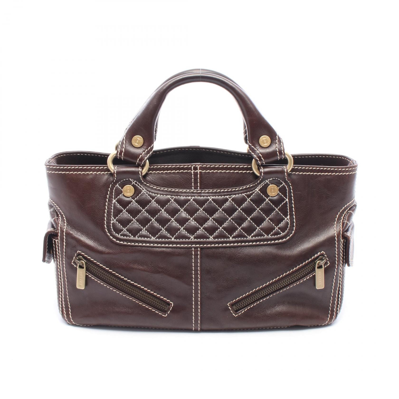 セリーヌ CELINE ブギーバッグ ハンドバッグ バッグ レザー レディース ブラウン系 【中古】