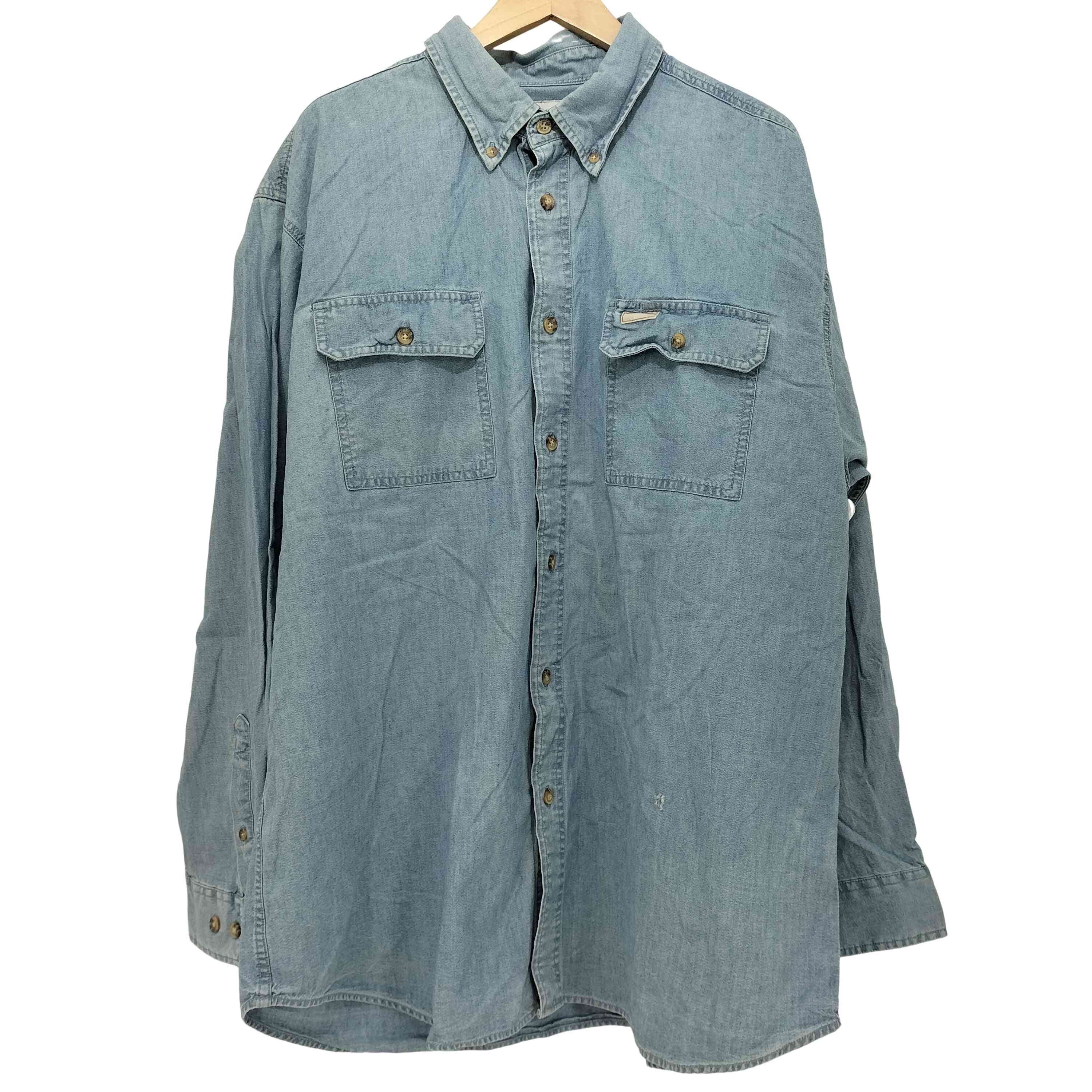 90S オーバーサイズ デニム ボタンダウンワークシャツ【1136488958324】