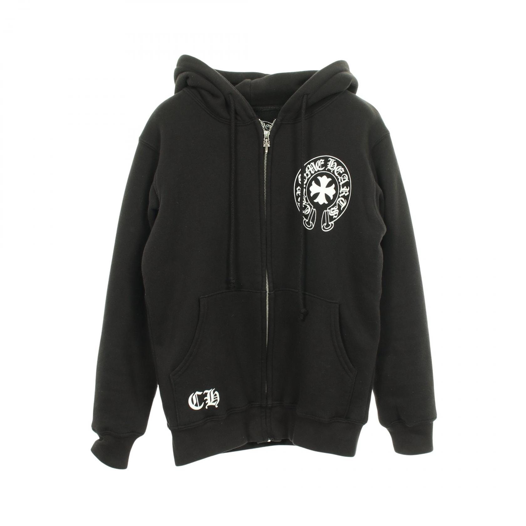 クロムハーツ CHROME HEARTS ホースシュー メッセージプリント サーマルライニング パーカー 衣料品 トップス コットン メンズ ブラック系 【中古】