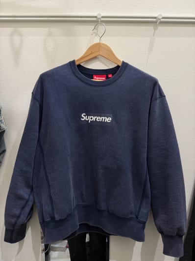 Supreme Washed Box Logo Crewneck "Navy"