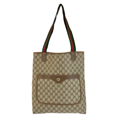 美品 GUCCI グッチ ヴィンテージ シェリーライン ブラウン GGスプリームキャンバス トートバッグ ショルダーバッグ 601677 【中古】