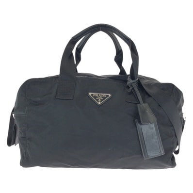 美品 PRADA プラダ テスート 三角ロゴプレート ブラック 黒 シルバー金具 ナイロン ボストンバッグ トラベルバッグ ショルダーバッグ 601674 【中古】