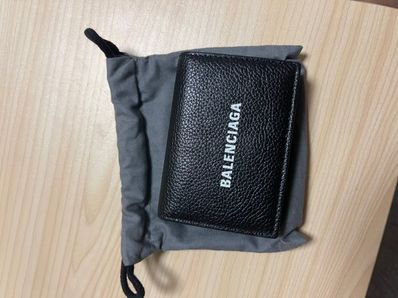 BALENCIAGA Cash Mini Wallet Grained Calfskin "Black/White"