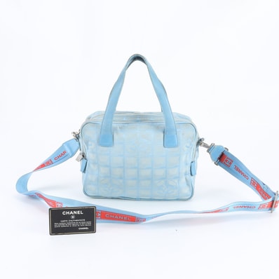 シャネル ニュートラベルショルダーバッグ レザー×キャンバス