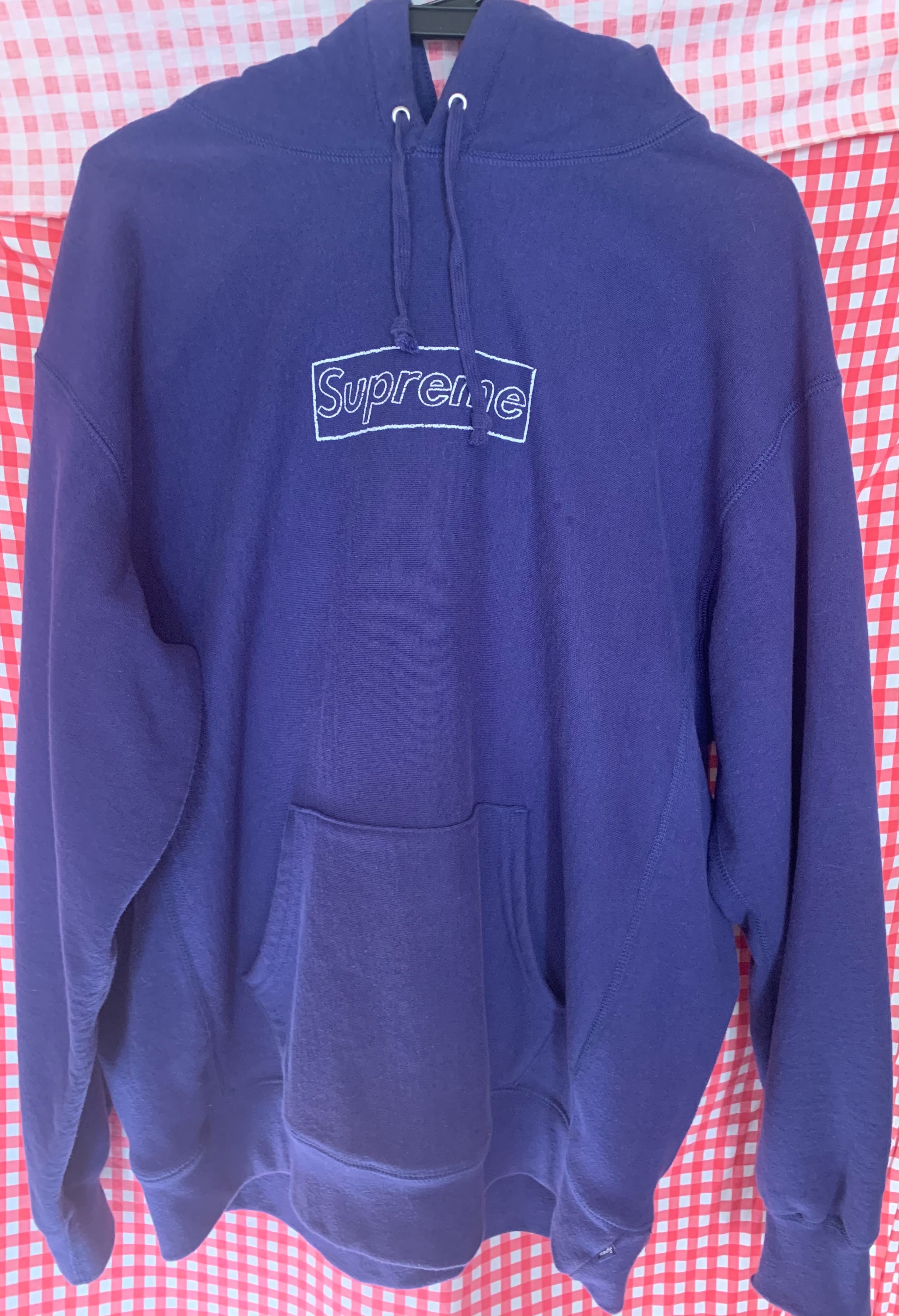 Supreme KAWS Chalk Logo Hooded Sweatshirt "Washed Navy"(2021)