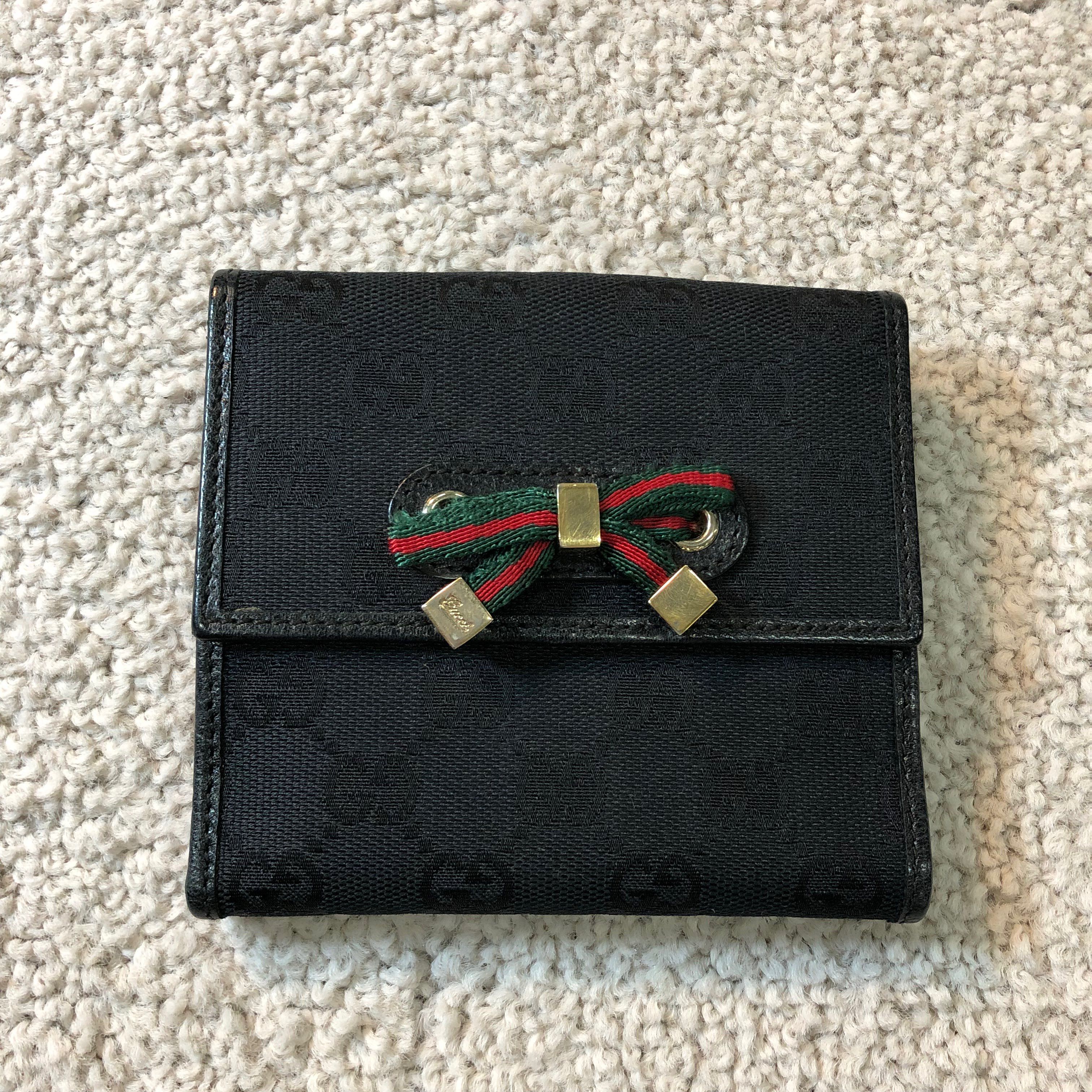 GUCCI GG Canvas Princy Ribbon Wallet "Black"