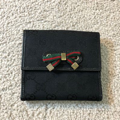 GUCCI GG Canvas Princy Ribbon Wallet "Black"