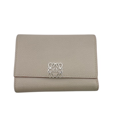 ロエベ LOEWE 三つ折り財布 アナグラム バーティカルウォレット スモール コンパクトウォレット ホワイト系