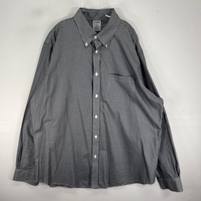 古着 ブルックスブラザーズ Brooks Brothers 長袖シャツ ボタンダウン 胸ポケット XL ネイビー系 チェック メンズ