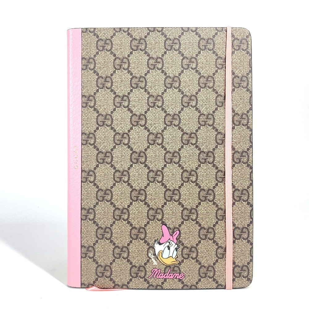 グッチ GUCCI デイジーダック ディズニー DISNEY コラボ ノート メモ帳 GGスプリーム ステーショナリー ノートブック GGスプリームキャンバス ピンク 未使用