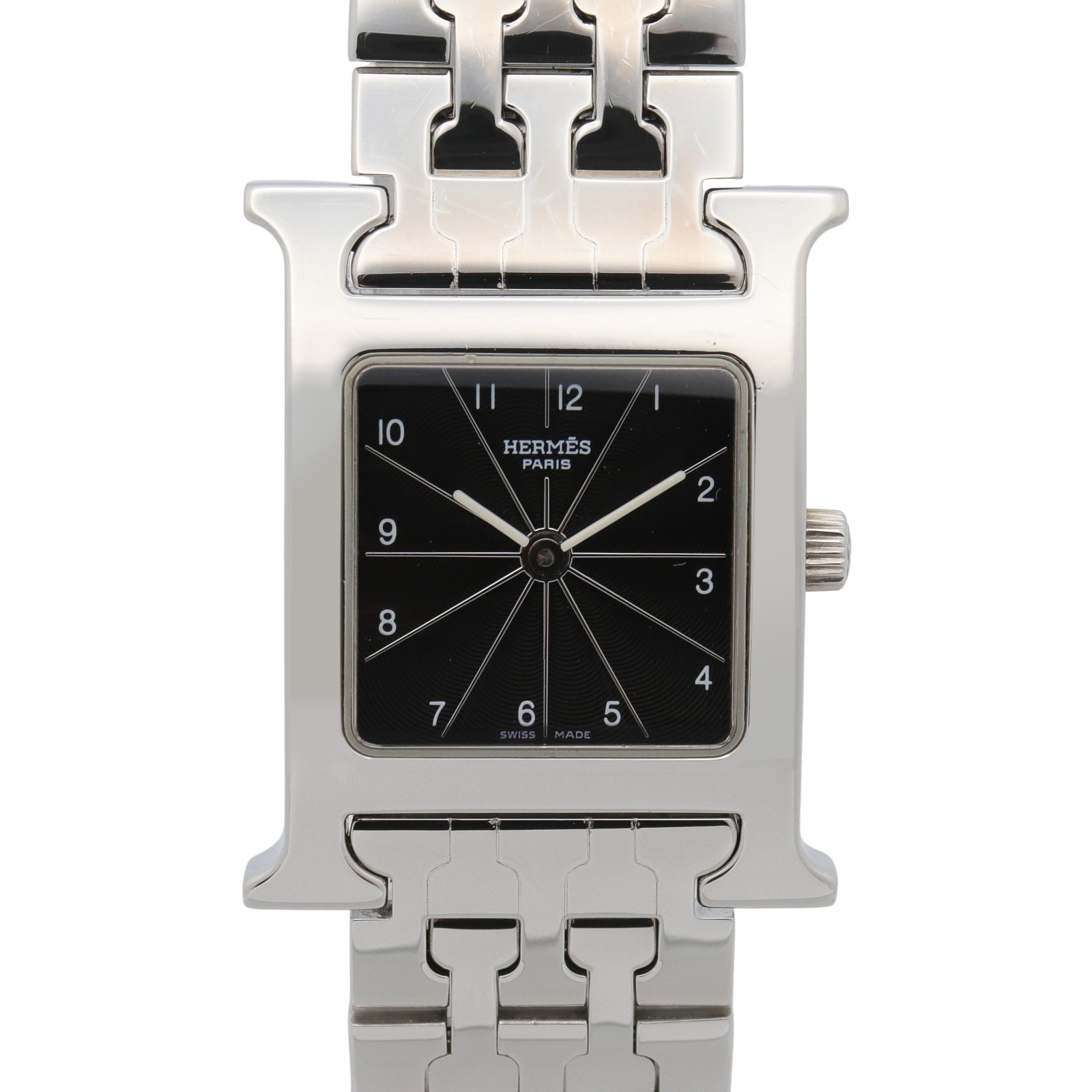 エルメス HERMES Hウォッチ 腕時計 時計 ステンレススチール レディース ブラック系 HH1.210 【中古】