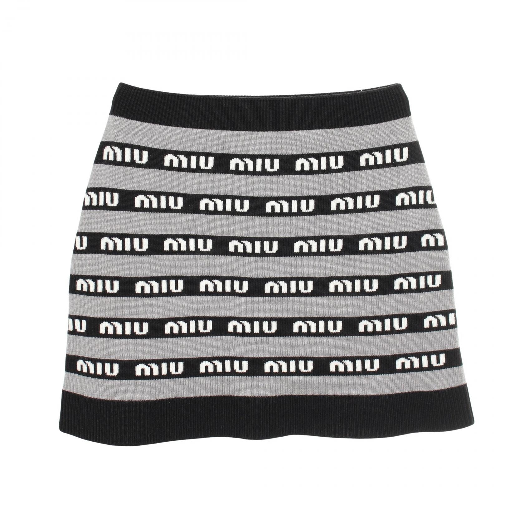 ミュウ ミュウ Miu Miu スカート 衣料品 ボトムス ウール レディース グレー系 / ブラック系 【中古】