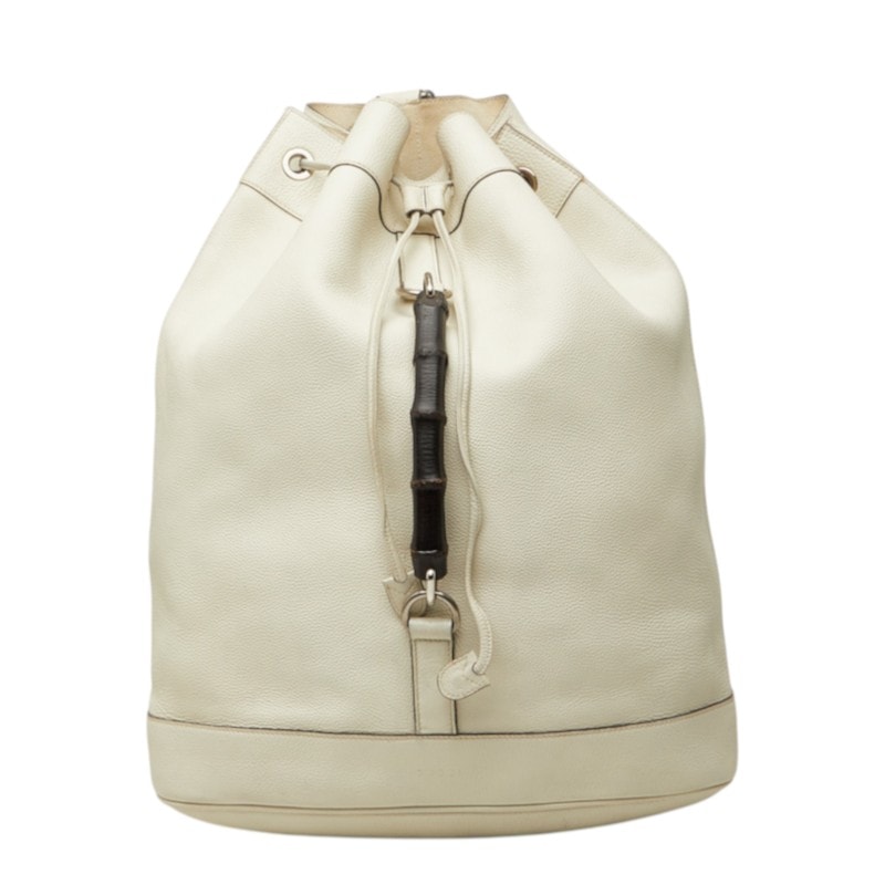 グッチ バンブー リュック・デイパック ホワイト レザー レディース GUCCI 中古