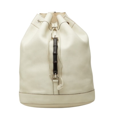 グッチ バンブー リュック・デイパック ホワイト レザー レディース GUCCI 中古
