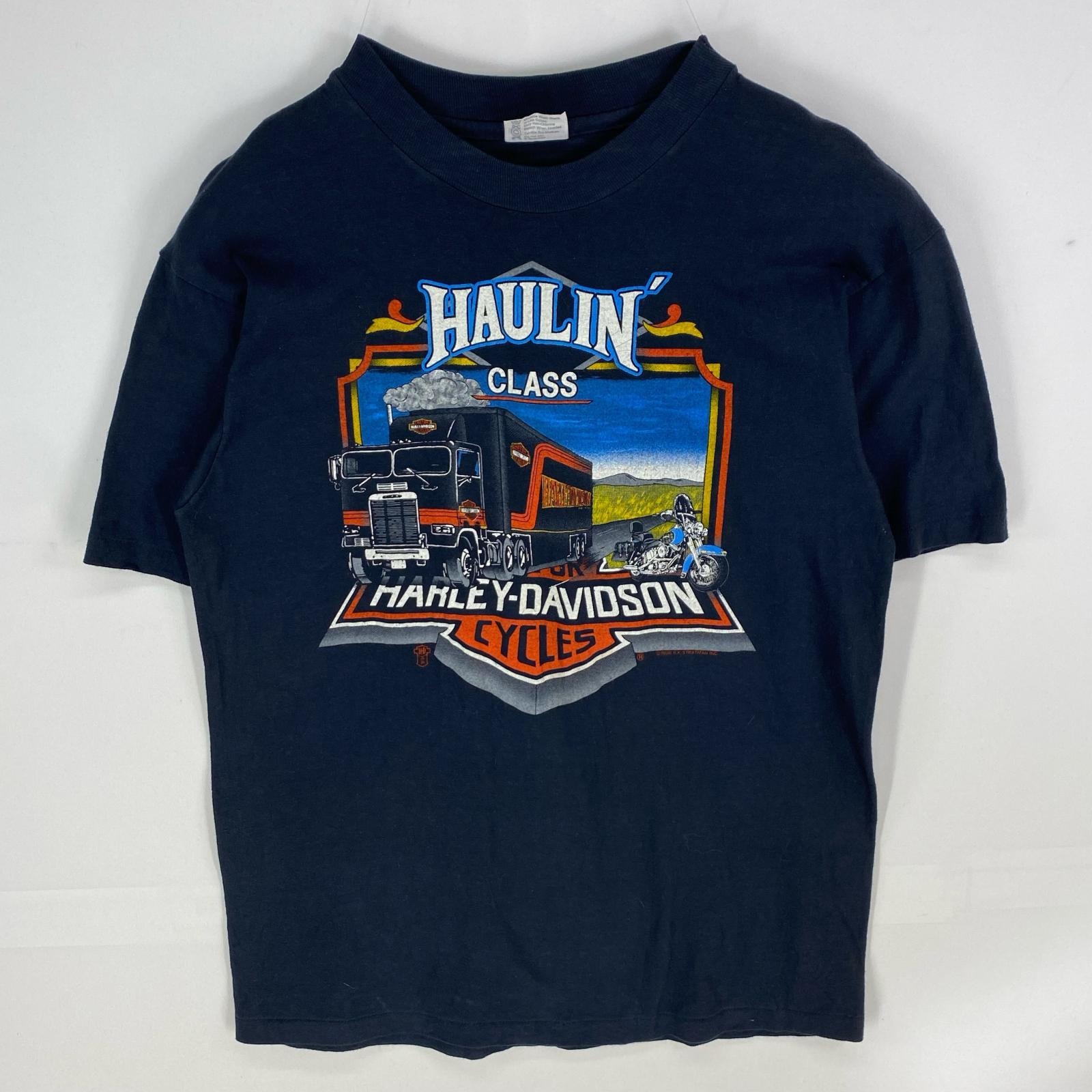 古着 80's~90's/80年代~90年代 ヴィンテージ ヘインズ Hanes USA製 半袖Tシャツ ハーレーダビッドソン L ブラック系 メンズ