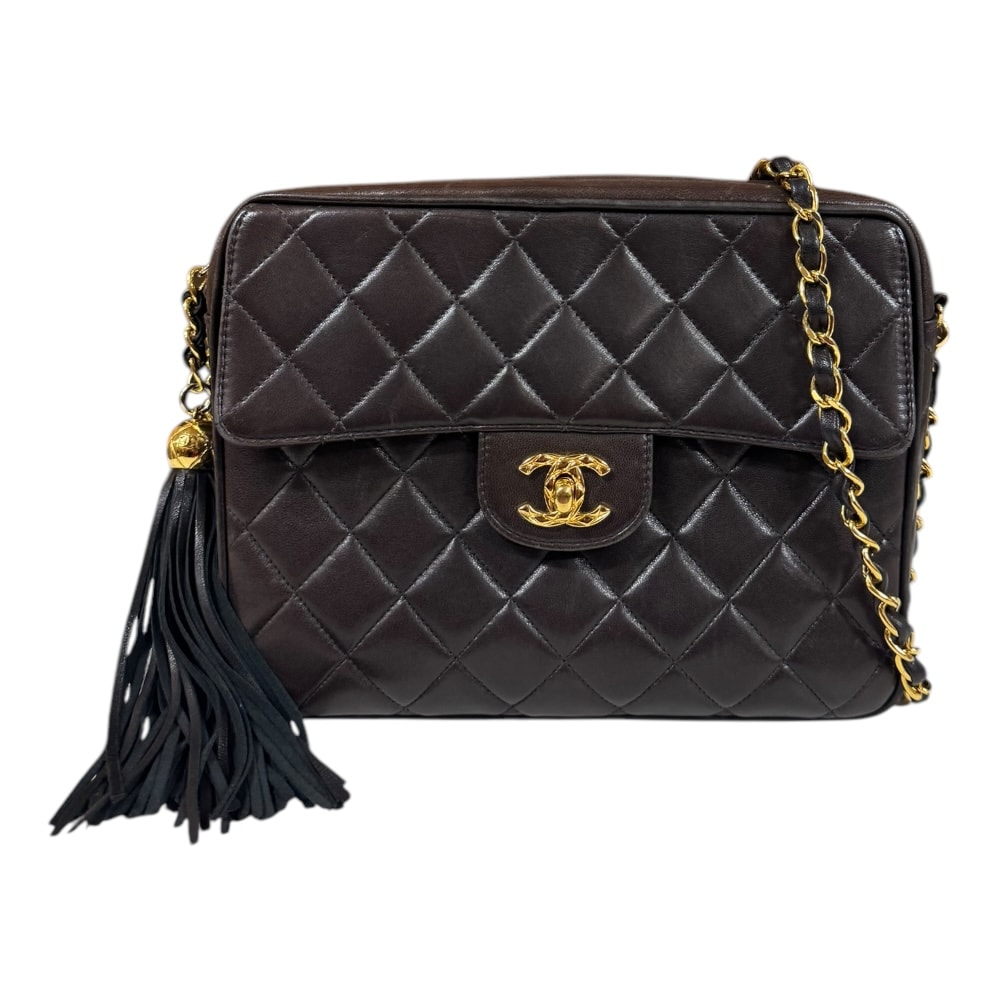 シャネル マトラッセ ショルダーバッグ ラムスキン ブラック レディース CHANEL 中古