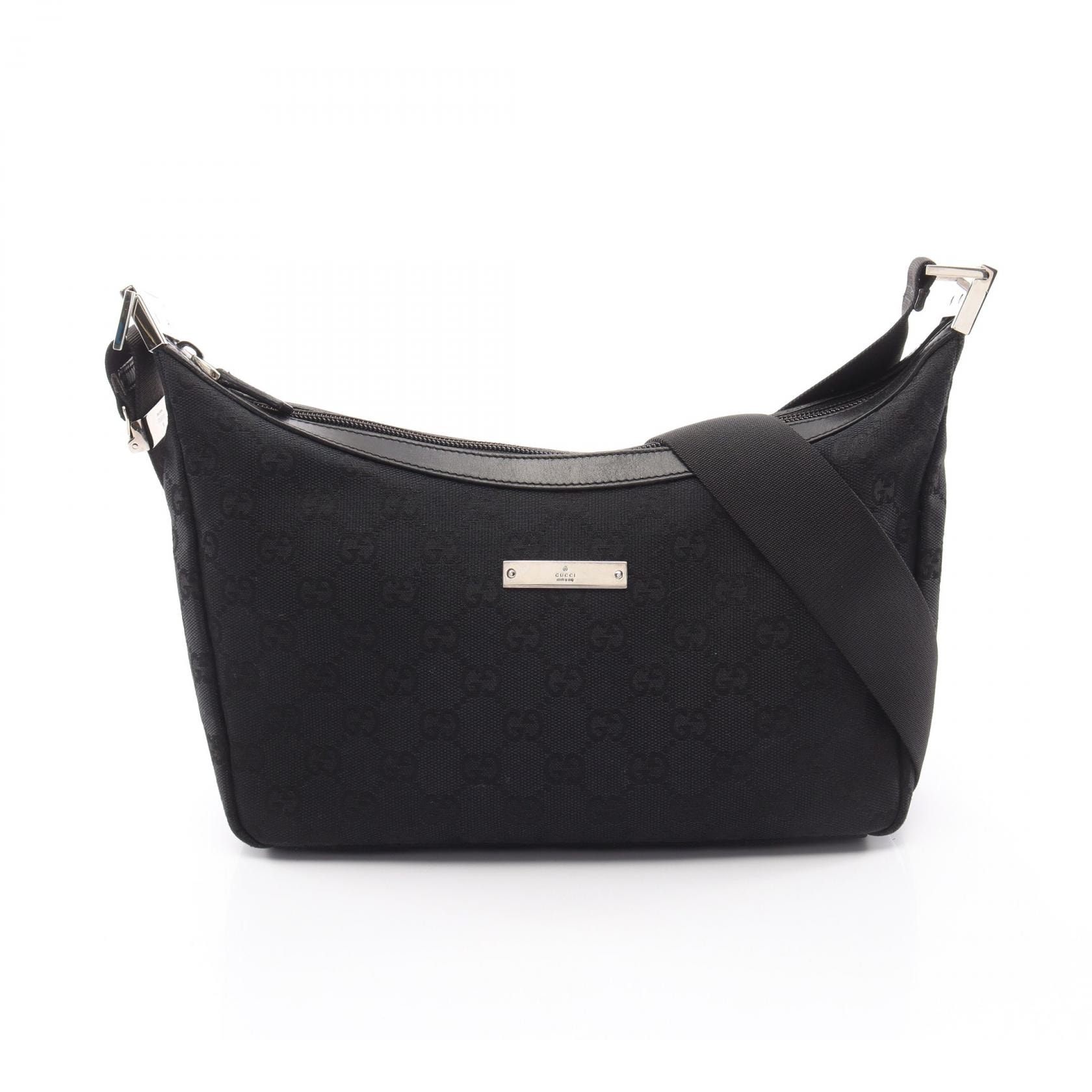 グッチ GUCCI GGキャンバス ショルダーバッグ バッグ キャンバス レザー レディース ブラック系 35098 【中古】