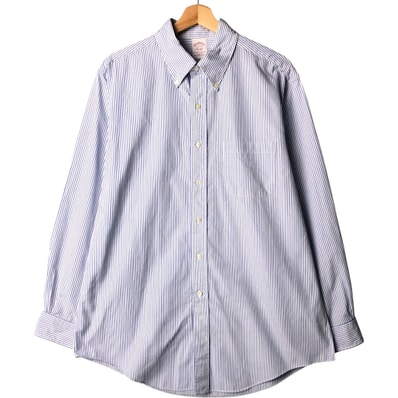 古着 ブルックスブラザーズ Brooks Brothers Est.1818 長袖 ボタンダウンストライプシャツ 英国製 メンズL相当/eaa566948