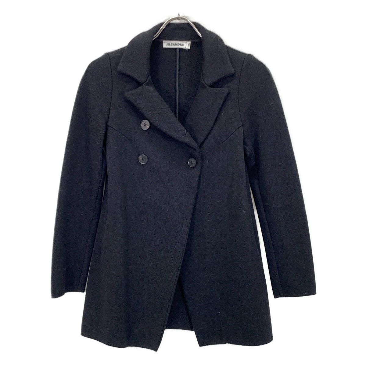 ジルサンダー JSPM757021 ブラック ウール100 ダブルブレストジャケット 34