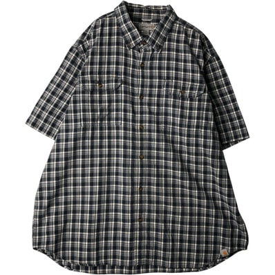 古着 カーハート Carhartt RELAXED FIT チェック柄 ボタンダウン フラップポケット 半袖 ワークシャツ メンズXL相当/eaa640928