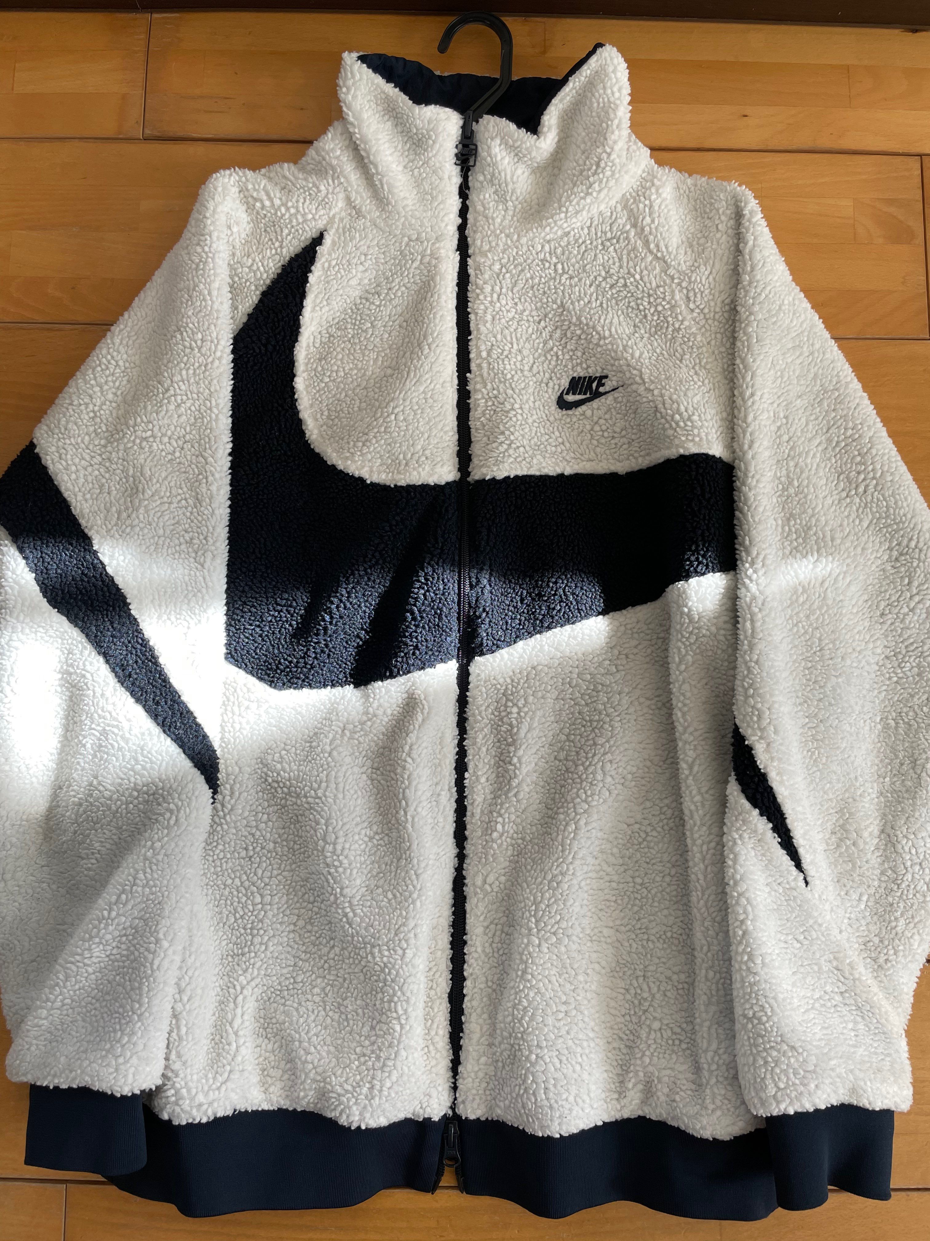 Nike Big Swoosh Reversible Boa Jacket "Sail/Dark Obsidian"
