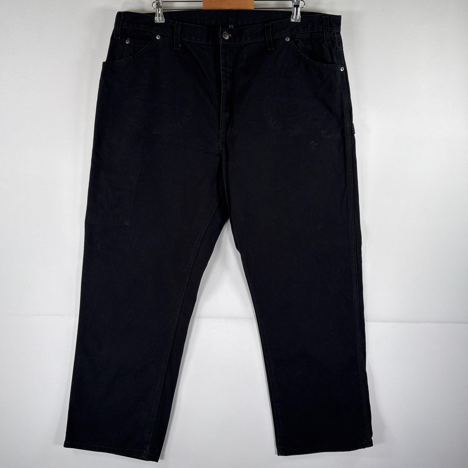 古着 ディッキーズ Dickies ワークパンツ ダック地 ペインター ストレート 大きいサイズ ワンポイント w42 L30 ブラック メンズ