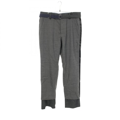 サカイ Sacai サイドライン レイヤード パンツ 衣料品 ボトムス ウール ポリエステル メンズ グレー系 【中古】