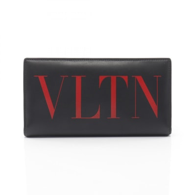 ヴァレンチノ Valentino VLTNロゴ 二つ折り長財布 財布 レザー メンズ ブラック系 / レッド系 TY2P0678 【中古】