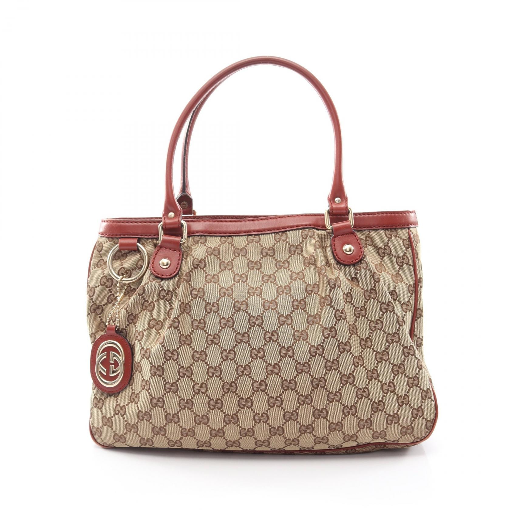 グッチ GUCCI スーキー トートバッグ バッグ キャンバス レザー レディース ベージュ系 / ブラウン系 / ボルドー系 296835 【中古】