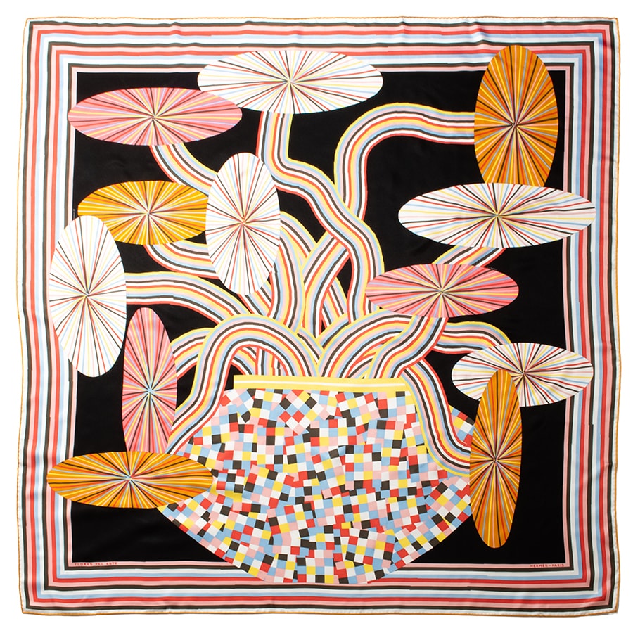 HERMES エルメス カレ140 Flores Del Este フローレス デル エステ 673909S 03 スカーフ ストール ショール ブラック マルチカラー【中古】