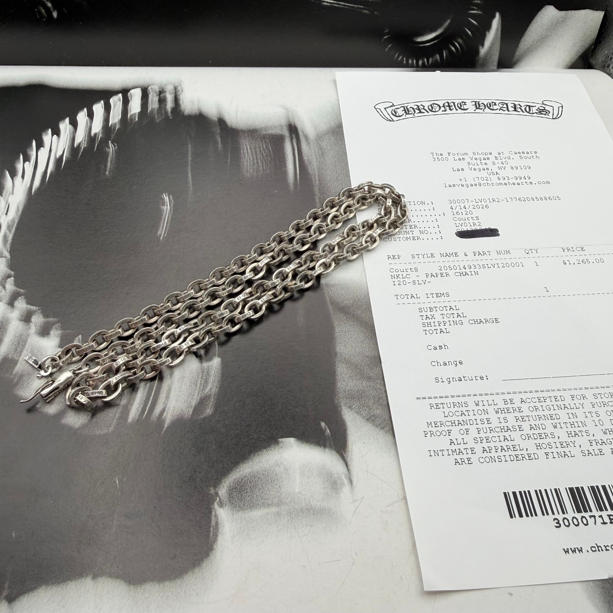 Chrome Hearts Paper Chain Necklace "Silver"