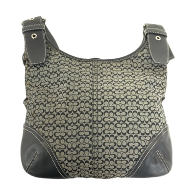 COACH コーチ ミニシグネチャー ソーホー グレー グレージュ シルバー金具 キャンバス レザー/ ショルダーバッグ ポシェット 600427 【中古】
