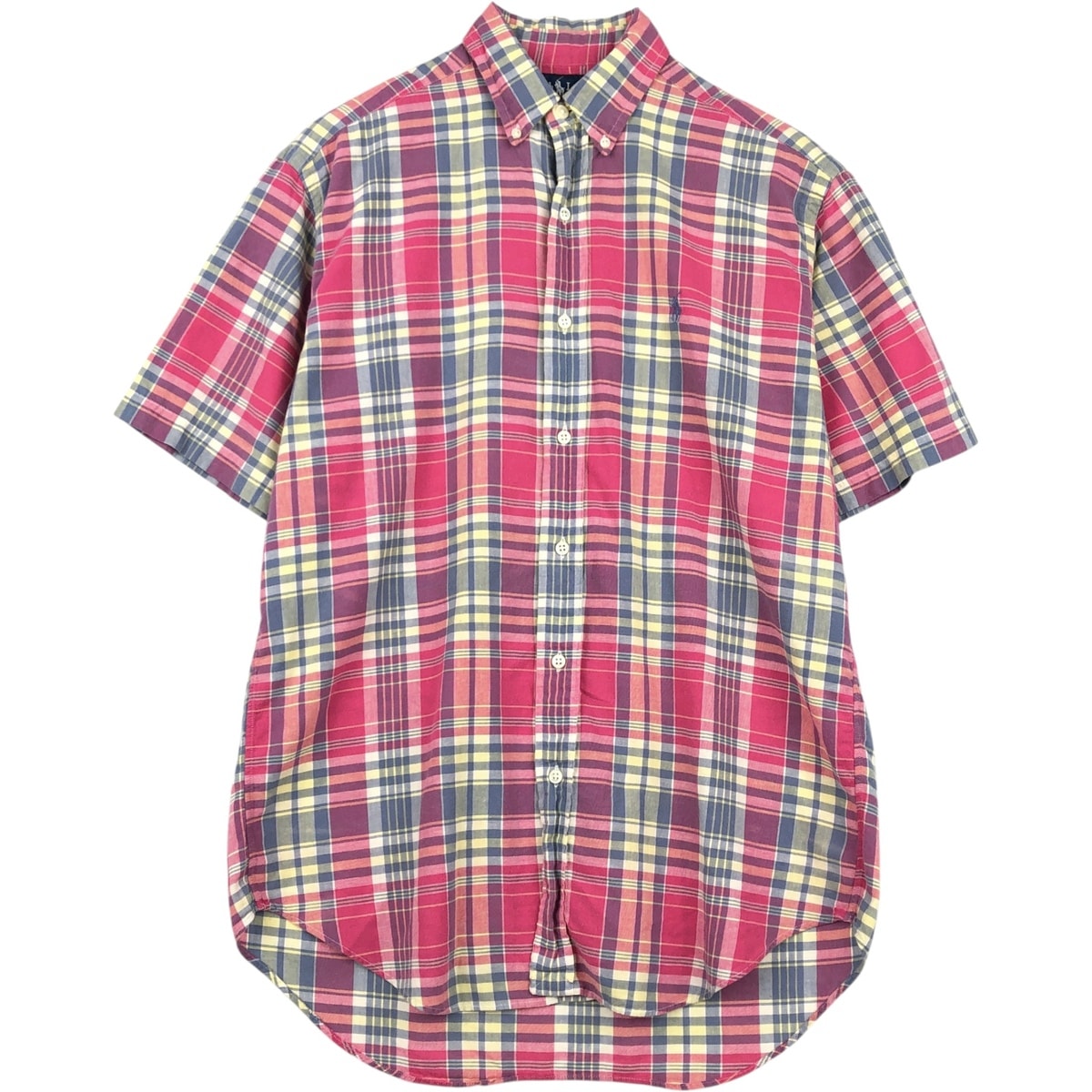 古着 ラルフローレン Ralph Lauren BLAKE マドラスチェック 半袖 ボタンダウン チェックシャツ メンズS相当/eaa655858